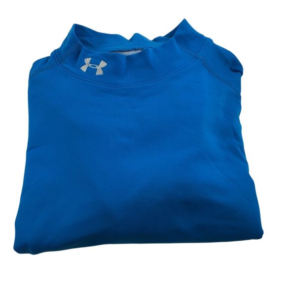 UNDER ARMOUR LIGHT BLUE MOCK NECK SEMI-FITTED COLD GEAR LONG SLEEVE SHIRT WOMENS - Picture 3 of 4